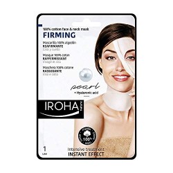 Iroha Nature Maschera viso e collo in Cotone con Perla e Acido Ialuronico, 1 unità