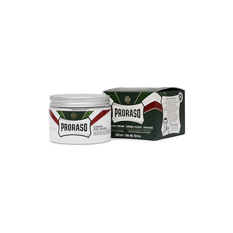 Proraso Crema Pre Barba Rinfrescante con Olio di Eucalipto e Mentoolo, 1 Vaso da 300 ml