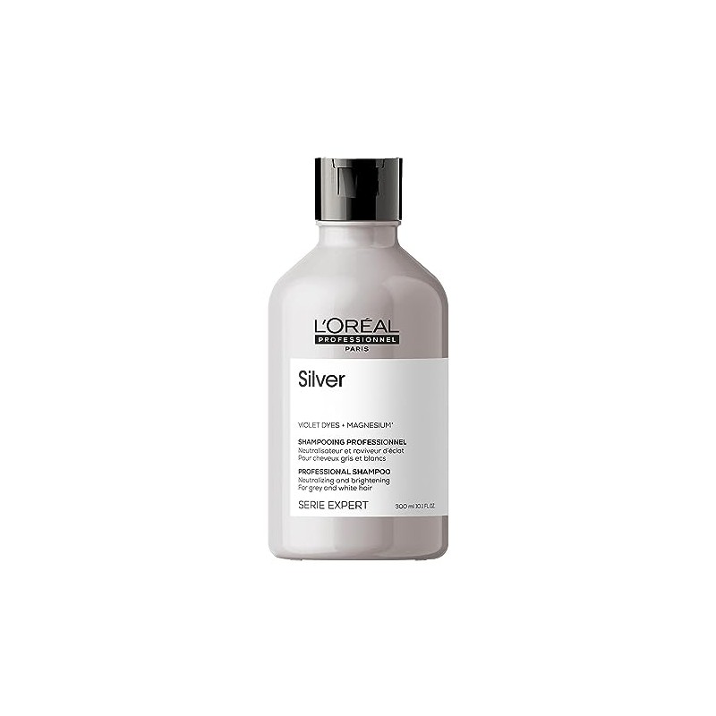 L'Oréal Professionnel Paris Shampoo Professionale per Capelli Grigi e Bianchi Silver Serie Expert, Formula Neutralizzante Anti-g